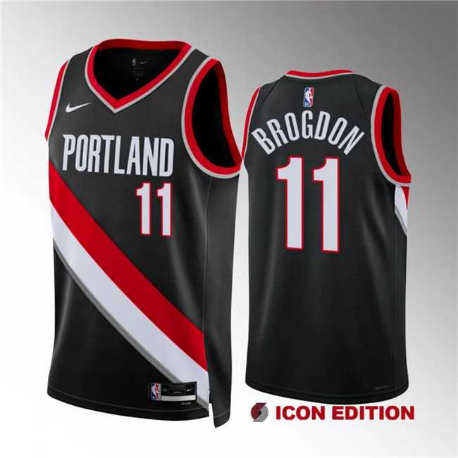 Men's Portland Trail Blazers #11 Malcolm Brogdon Black Icon Edition Stitched Jersey Dzhi